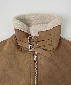 전체 양털기모 하이넥 버클 무스탕 조끼 베스트