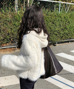 ナイトレザーショルダービッグバッグ BROWN