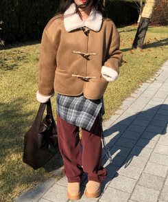 ナイトレザーショルダービッグバッグ BROWN