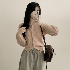 기본가디건 라운드 세미크롭 아방핏 니트가디건 인디핑크