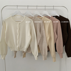 기본가디건 라운드 세미크롭 아방핏 니트가디건