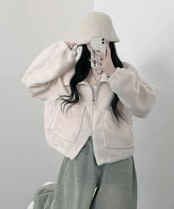 포켓양털뽀글이아방핏자켓점퍼 크림