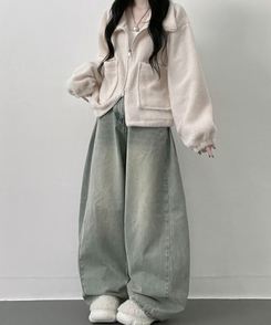 포켓양털뽀글이아방핏자켓점퍼 크림