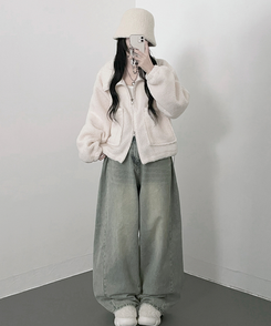 포켓양털뽀글이아방핏자켓점퍼 크림