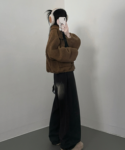 포켓양털뽀글이아방핏자켓점퍼 진베이지