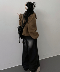 포켓양털뽀글이아방핏자켓점퍼 진베이지