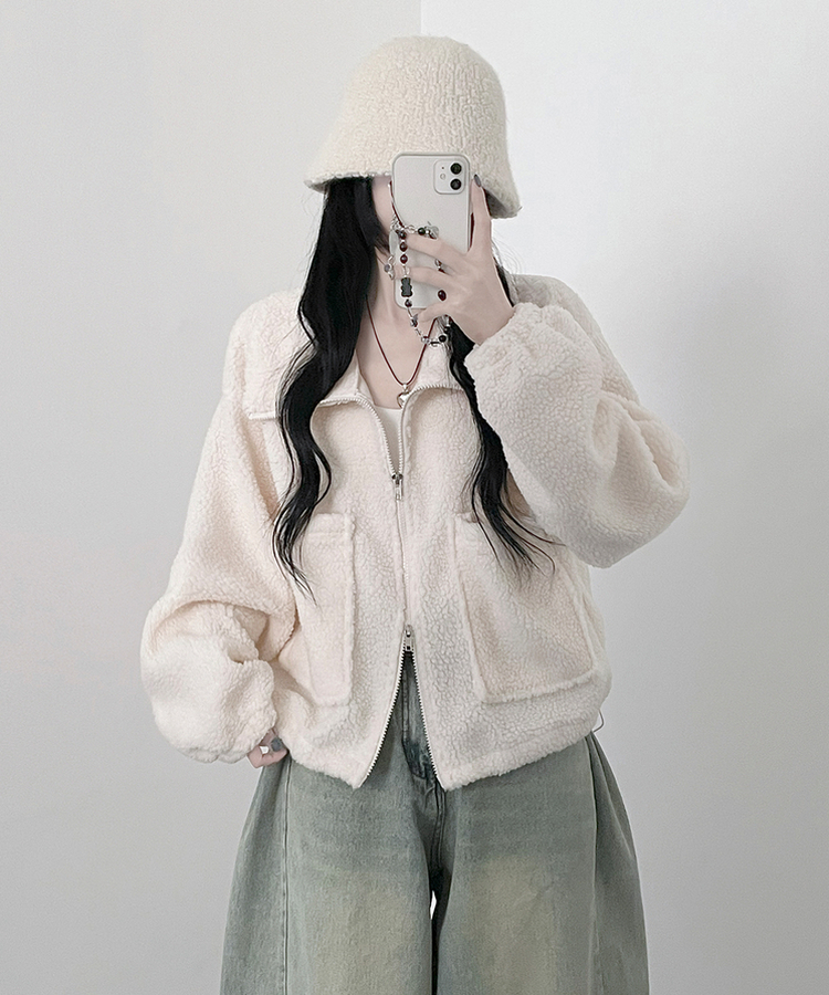 포켓양털뽀글이아방핏자켓점퍼 크림