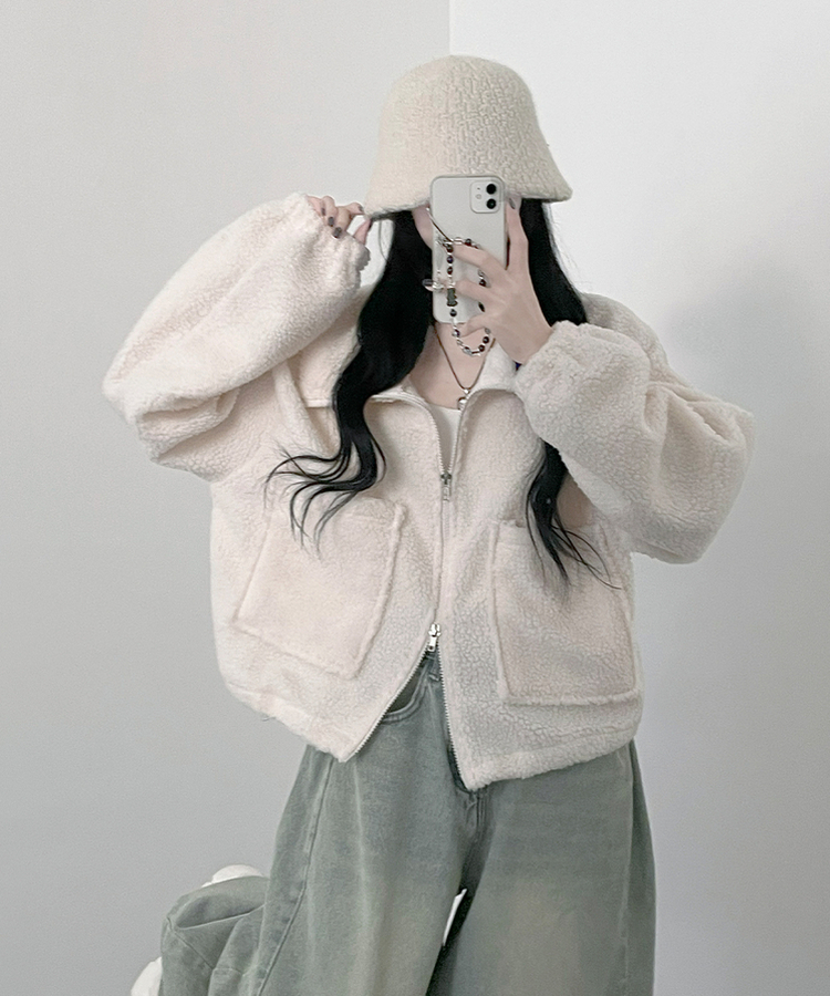 포켓양털뽀글이아방핏자켓점퍼 크림