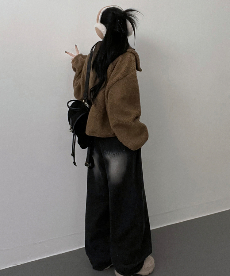 포켓양털뽀글이아방핏자켓점퍼 진베이지