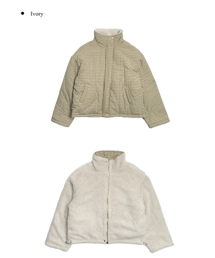 포엔 리버시블 체크 양털 뽀글이 패딩
