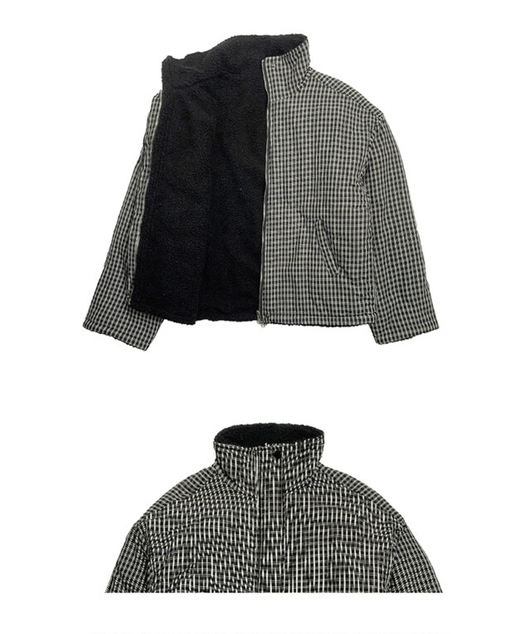 포엔 리버시블 체크 양털 뽀글이 패딩