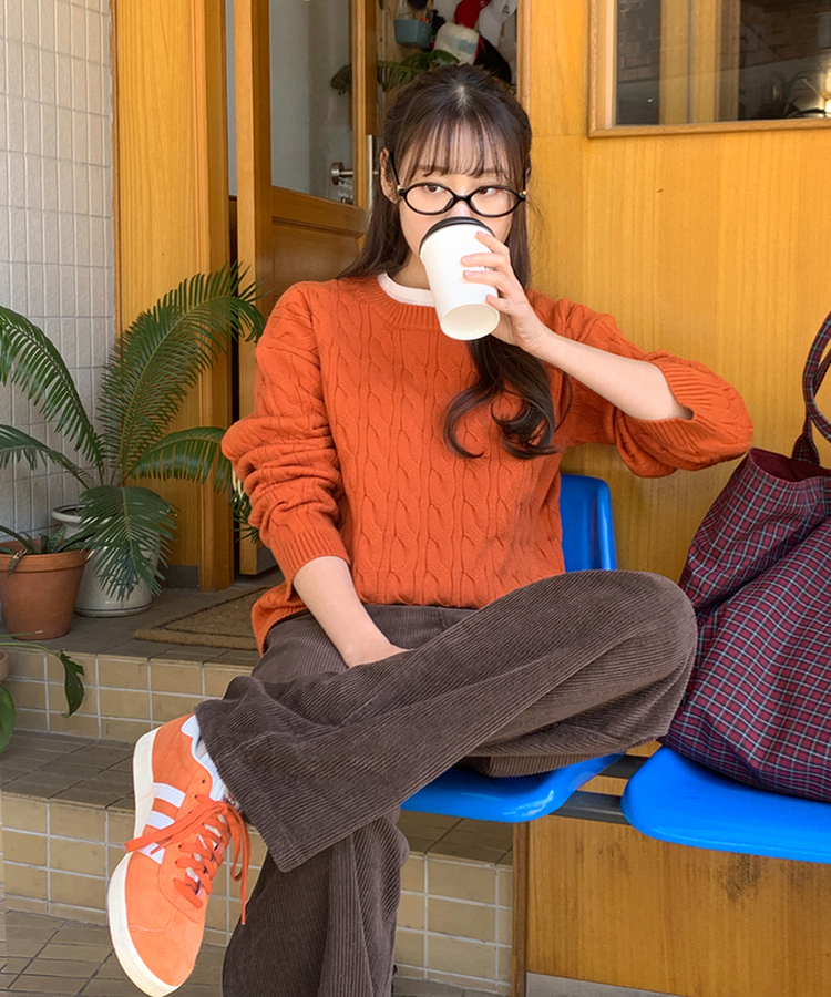 cohina袖ケーブルニットプルオーバー ふんわり袖ケーブルニットプルオーバー＜大きいサイズ有＞【Otona