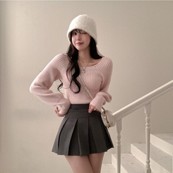 パウダーパフショルダーリブニット PINK