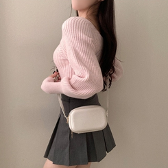 パウダーパフショルダーリブニット PINK