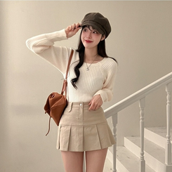 パウダーパフショルダーリブニット IVORY