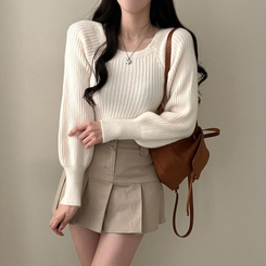 パウダーパフショルダーリブニット IVORY