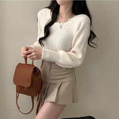 パウダーパフショルダーリブニット IVORY