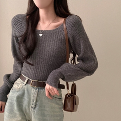 パウダーパフショルダーリブニット CHARCOAL
