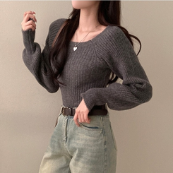 パウダーパフショルダーリブニット CHARCOAL