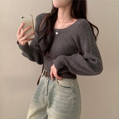 パウダーパフショルダーリブニット CHARCOAL