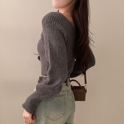 パウダーパフショルダーリブニット CHARCOAL