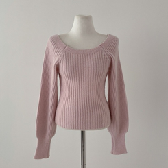 パウダーパフショルダーリブニット