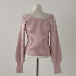 パウダーパフショルダーリブニット