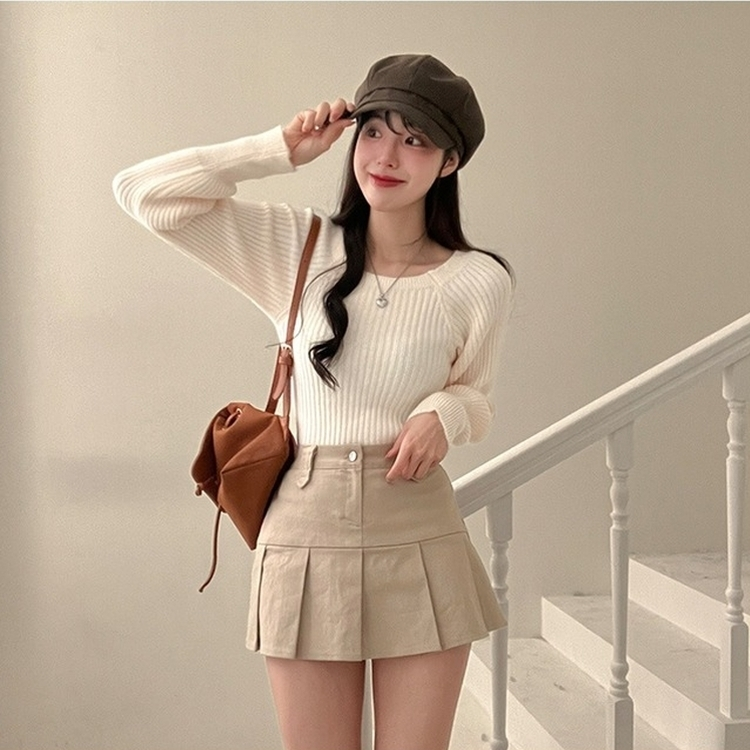 パウダーパフショルダーリブニット IVORY