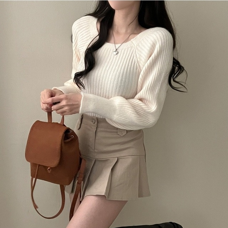 パウダーパフショルダーリブニット IVORY