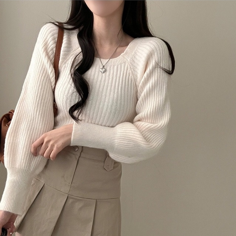 パウダーパフショルダーリブニット IVORY