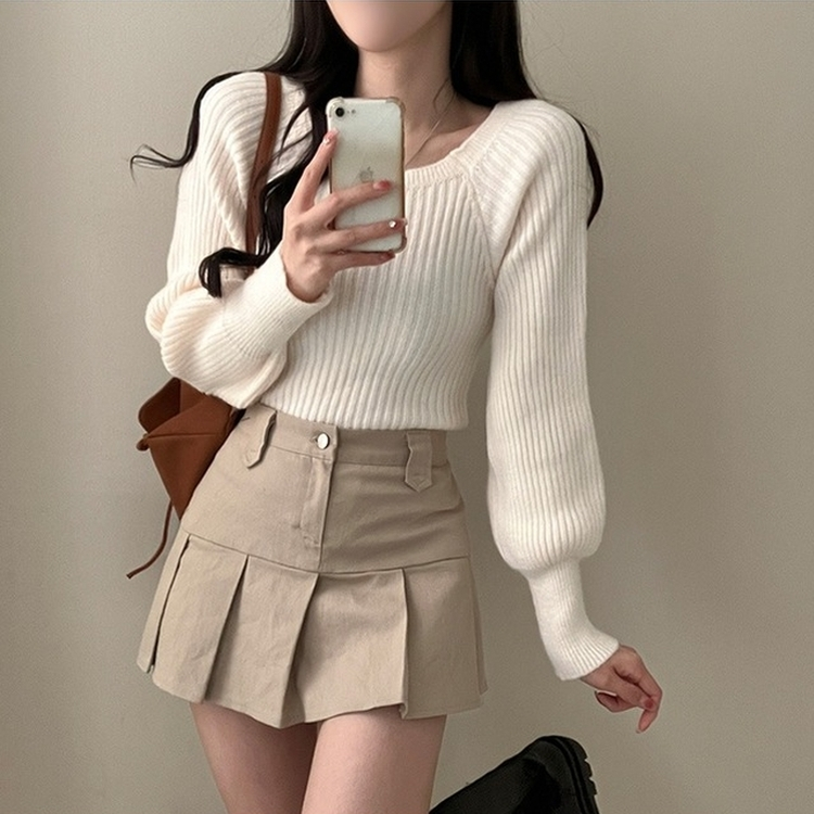 パウダーパフショルダーリブニット IVORY