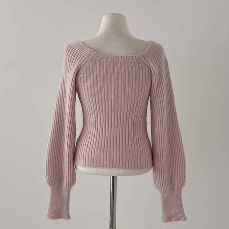 パウダーパフショルダーリブニット