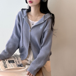 フードニットジップアップカーディガン(5color) SKY BLUE
