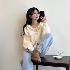 フードニットジップアップカーディガン(5color) IVORY