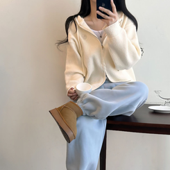 フードニットジップアップカーディガン(5color) IVORY