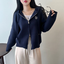 フードニットジップアップカーディガン(5color) NAVY
