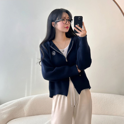 フードニットジップアップカーディガン(5color) NAVY