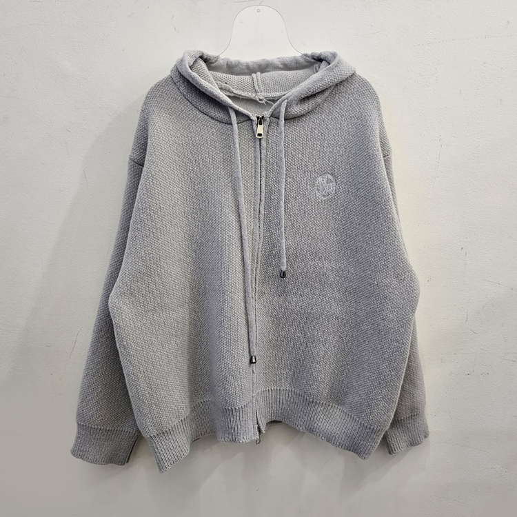 フードニットジップアップカーディガン(5color)