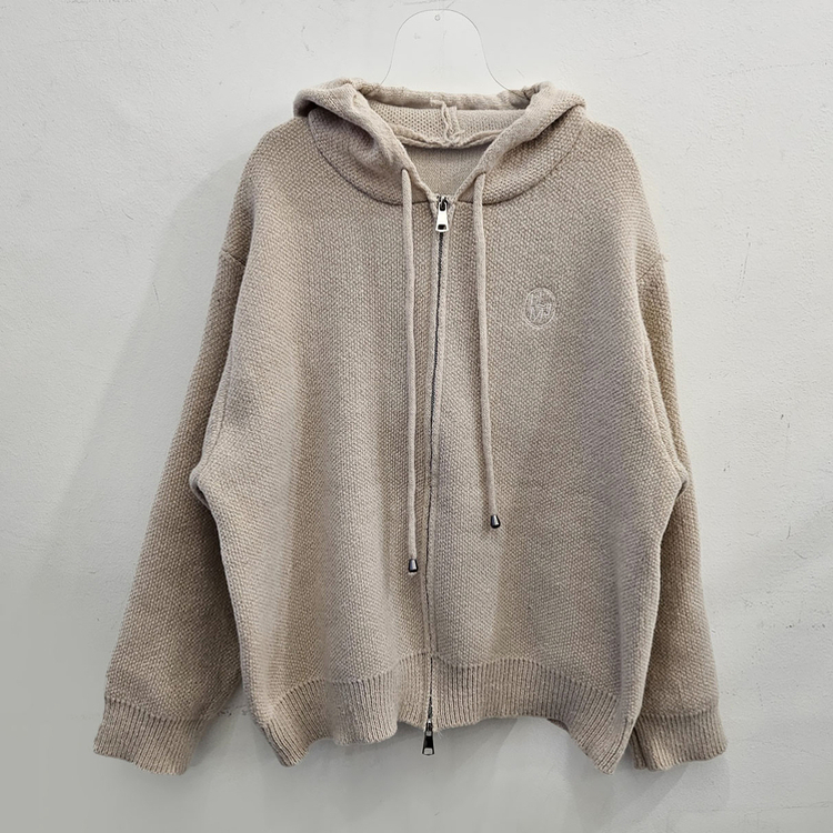 フードニットジップアップカーディガン(5color)