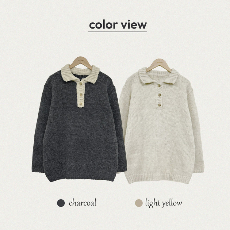 クリーミーバイカラーカラーニットワンピース｜ミニワンピース