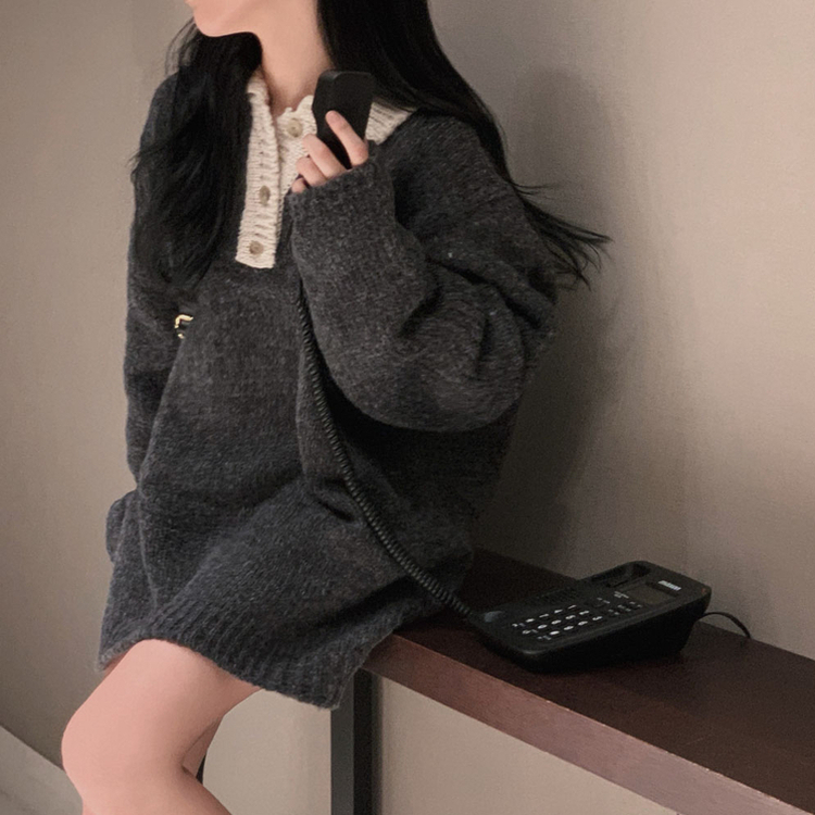 ♡おんぷ♡M me eme バイカラーレイヤードニットミニワンピース