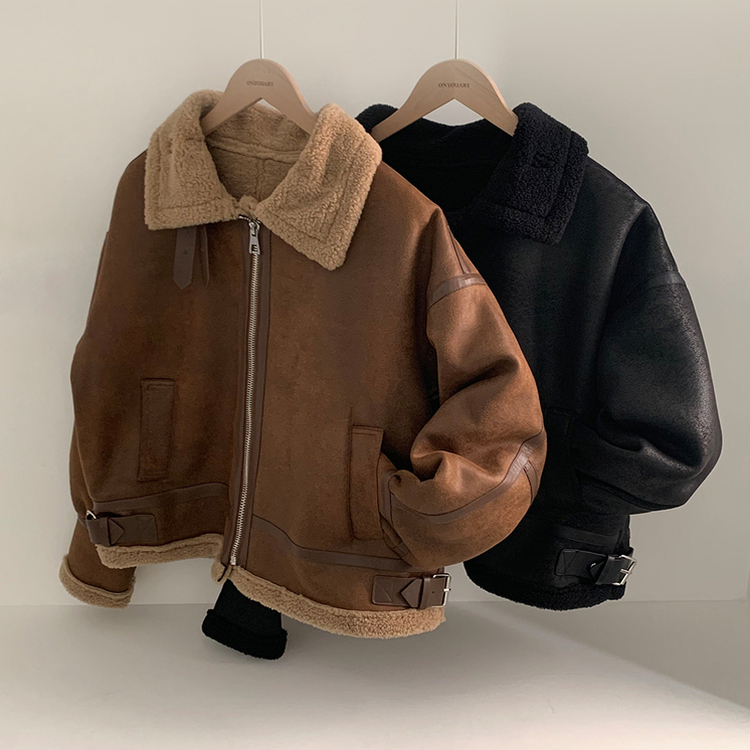 무스탕 종결 털빠짐 없는 하이퀄리티 오버핏 레더 양털 무스탕