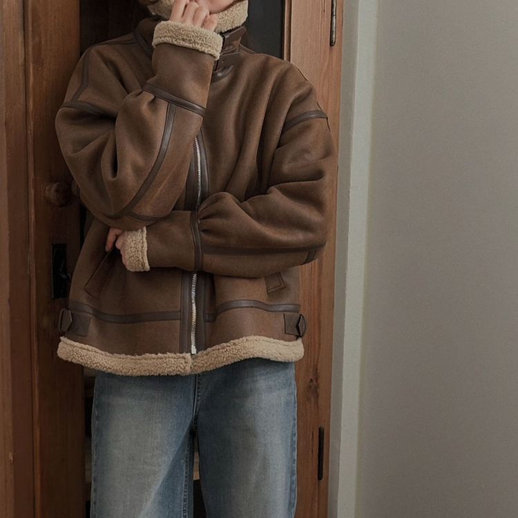 무스탕 종결 털빠짐 없는 하이퀄리티 오버핏 레더 양털 무스탕