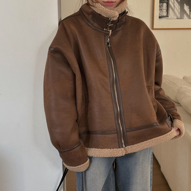 무스탕 종결 털빠짐 없는 하이퀄리티 오버핏 레더 양털 무스탕