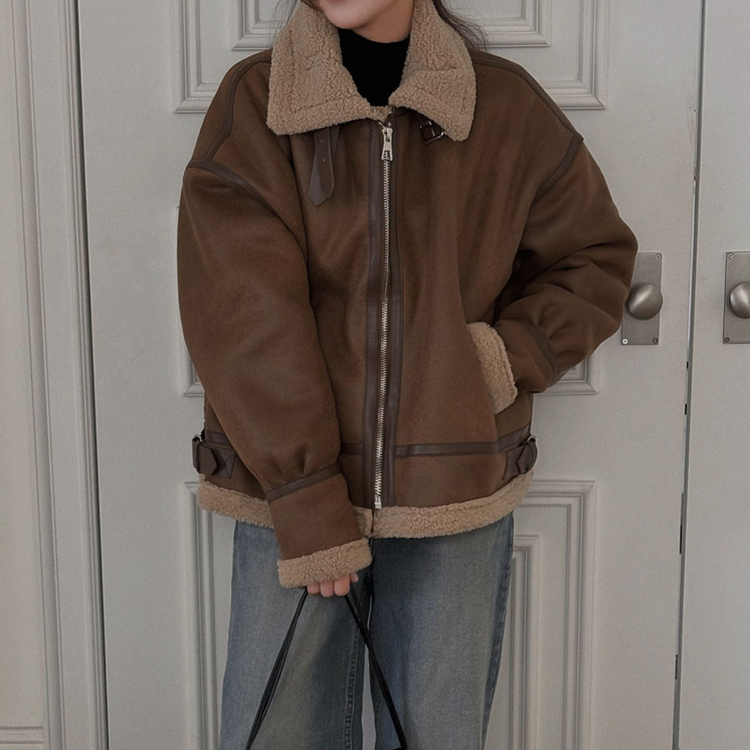 무스탕 종결 털빠짐 없는 하이퀄리티 오버핏 레더 양털 무스탕