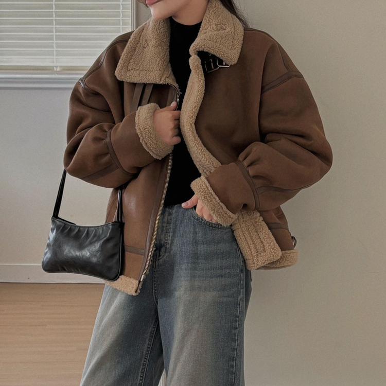 무스탕 종결 털빠짐 없는 하이퀄리티 오버핏 레더 양털 무스탕