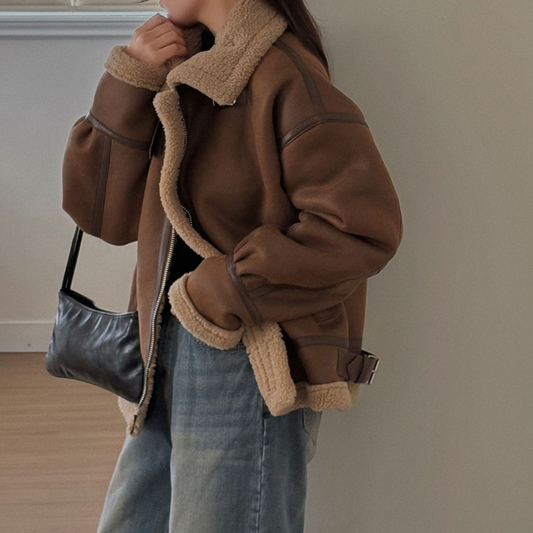 무스탕 종결 털빠짐 없는 하이퀄리티 오버핏 레더 양털 무스탕