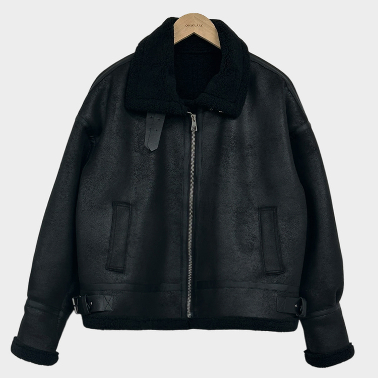 무스탕 종결 털빠짐 없는 하이퀄리티 오버핏 레더 양털 무스탕