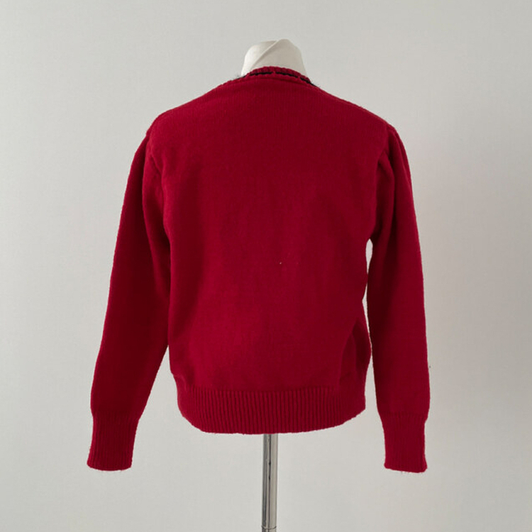 패리스 배색 끈 리본 가디건 니트