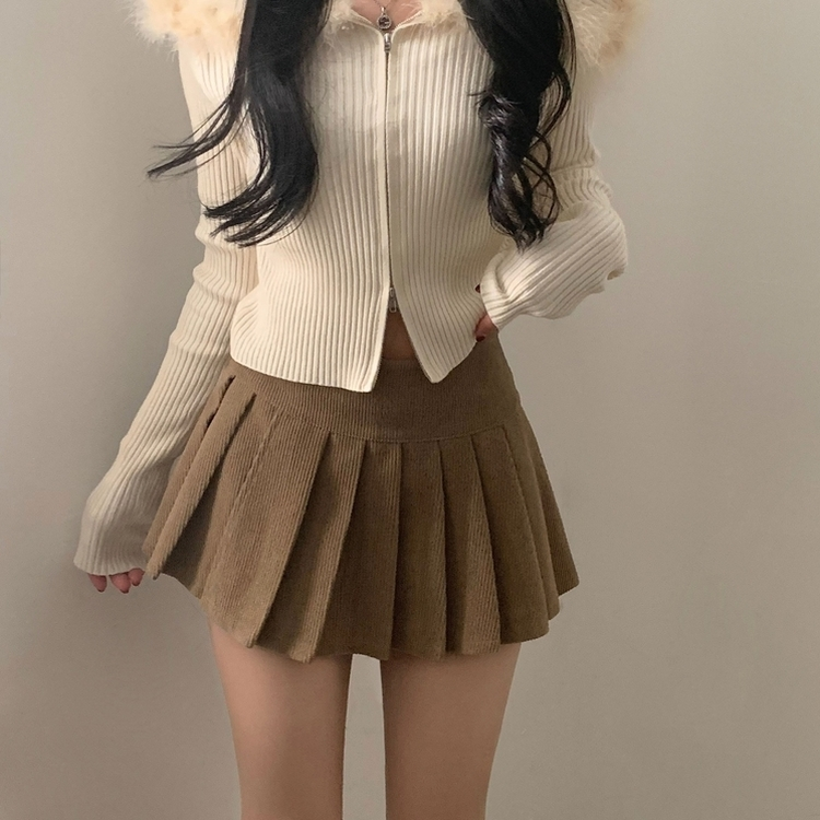 ウィンターコーデュロイプリーツミニスカートパンツ BEIGE